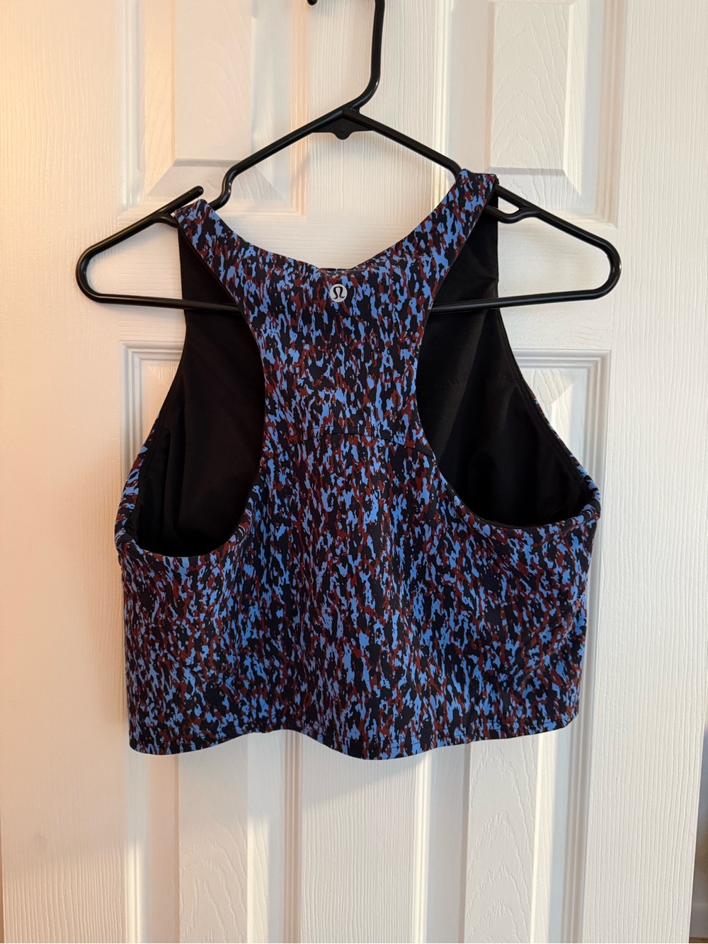 lululemon athletica Black and Blue Patterned Racerback Sports Bra